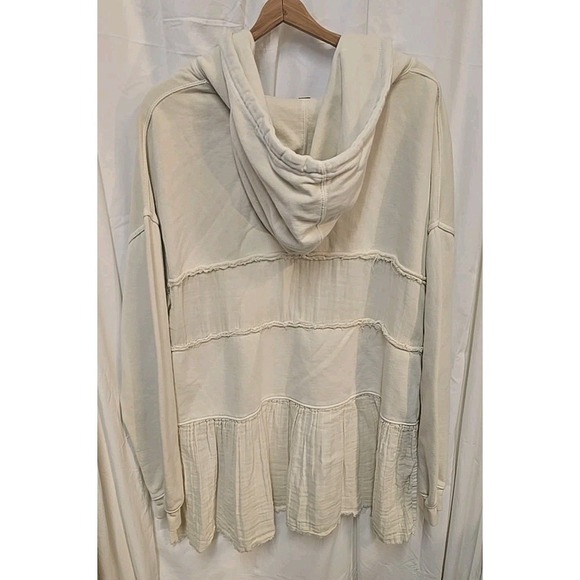 Free People Sail Away Tunic Hoodie Oversized Sweatshirt Tiered Top M Cottagecore - Picture 5 of 7